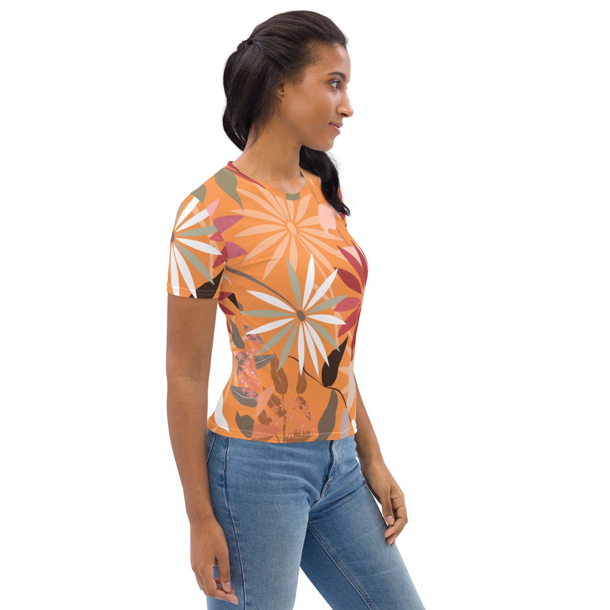 womens-premium-tshirt-abstract-floral-orange