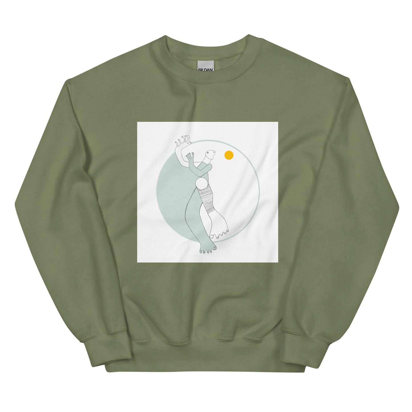 unisex-sweatshirt-dance-with-the-moon-2-military-green