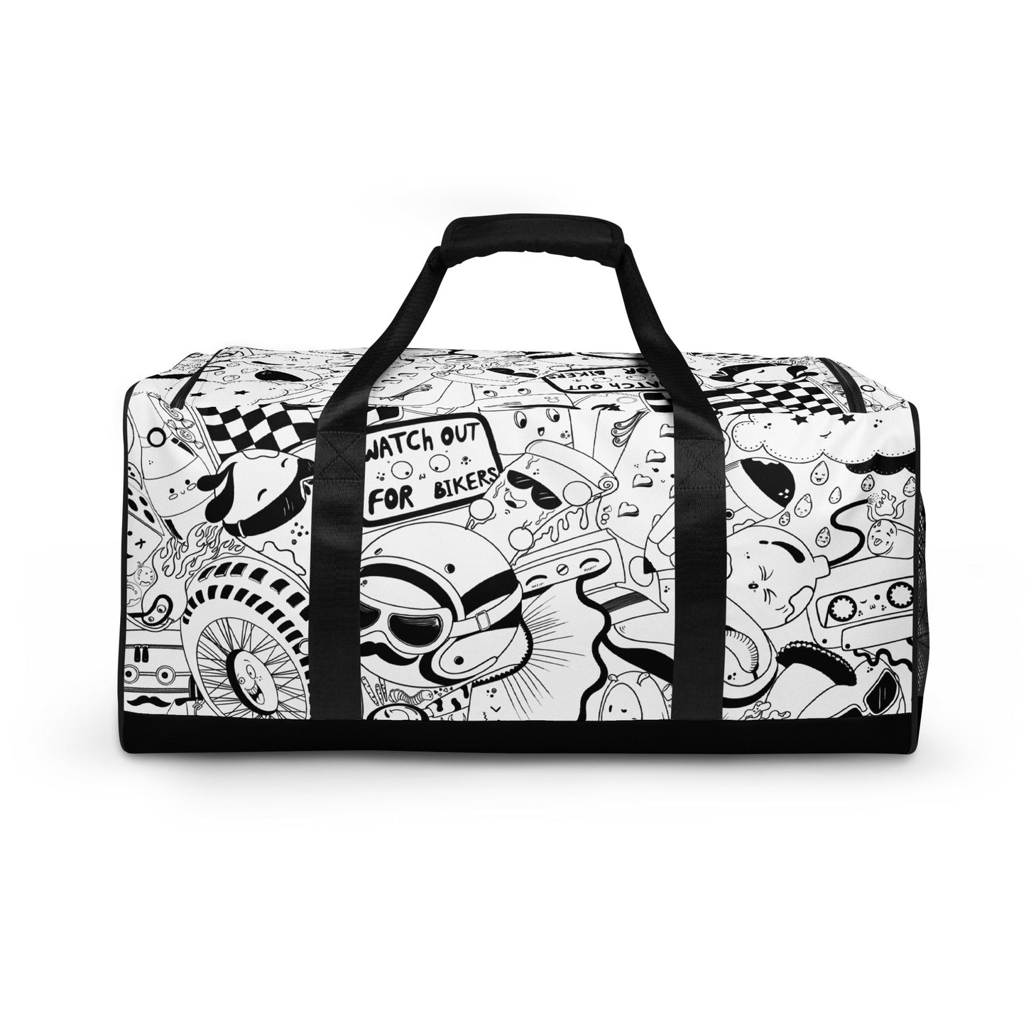duffle-bag-watch-out-for-bikers-white