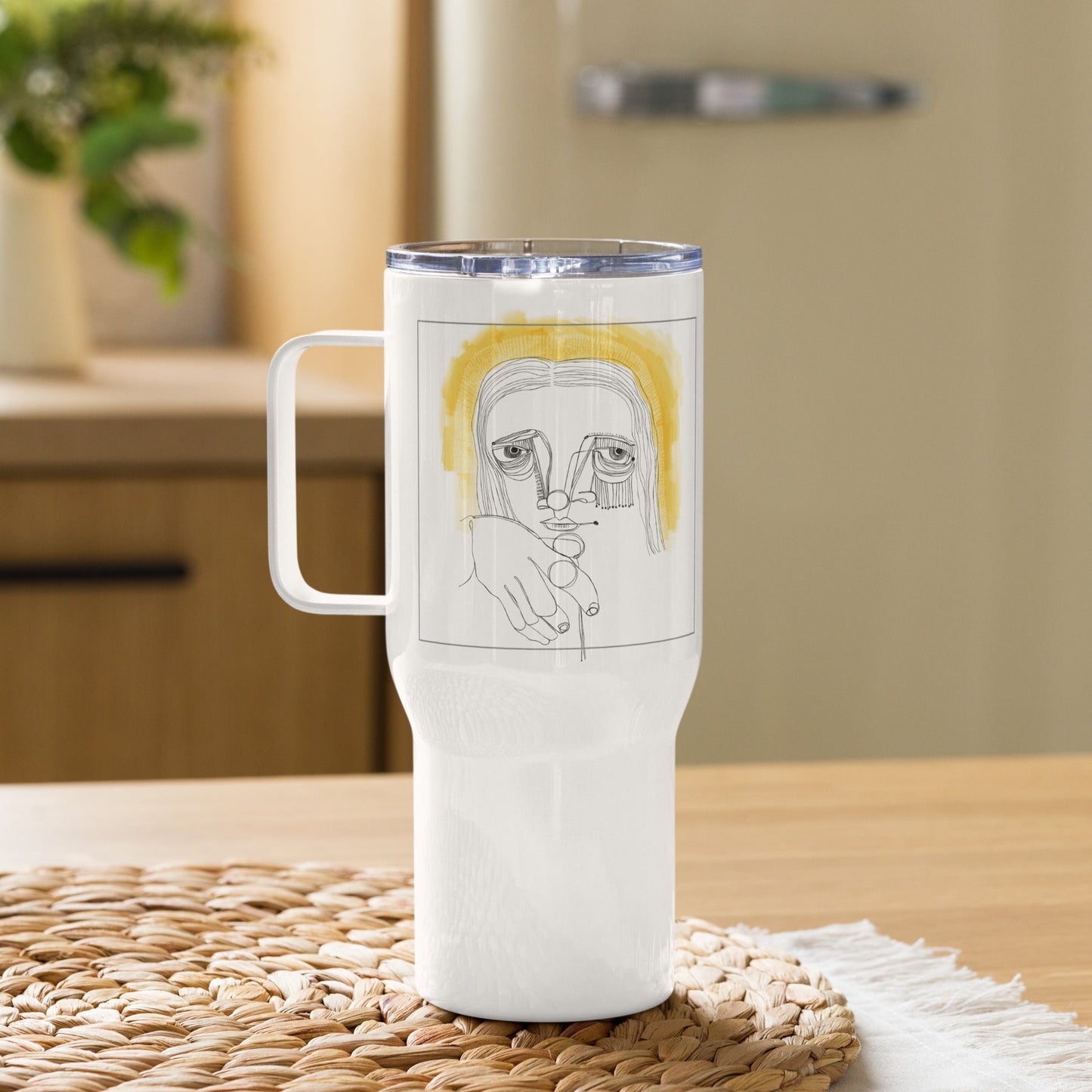 FACES LOOK 3 Travel Mug With A Handle - Bonotee