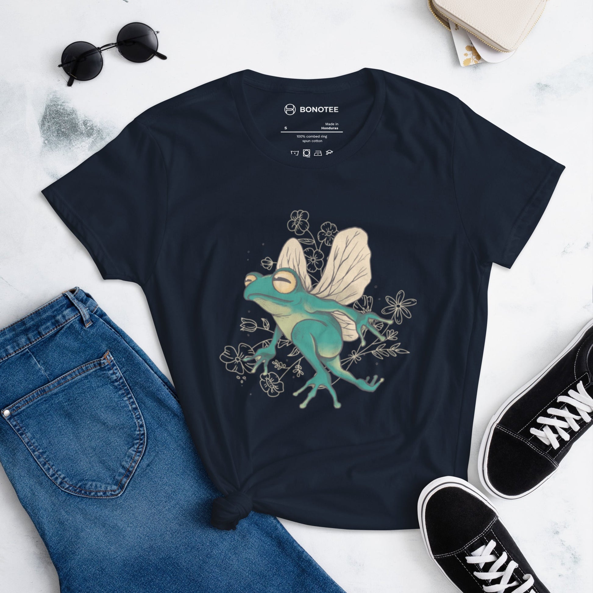 womens-fashion-fit-tshirt-flying-frog-navy