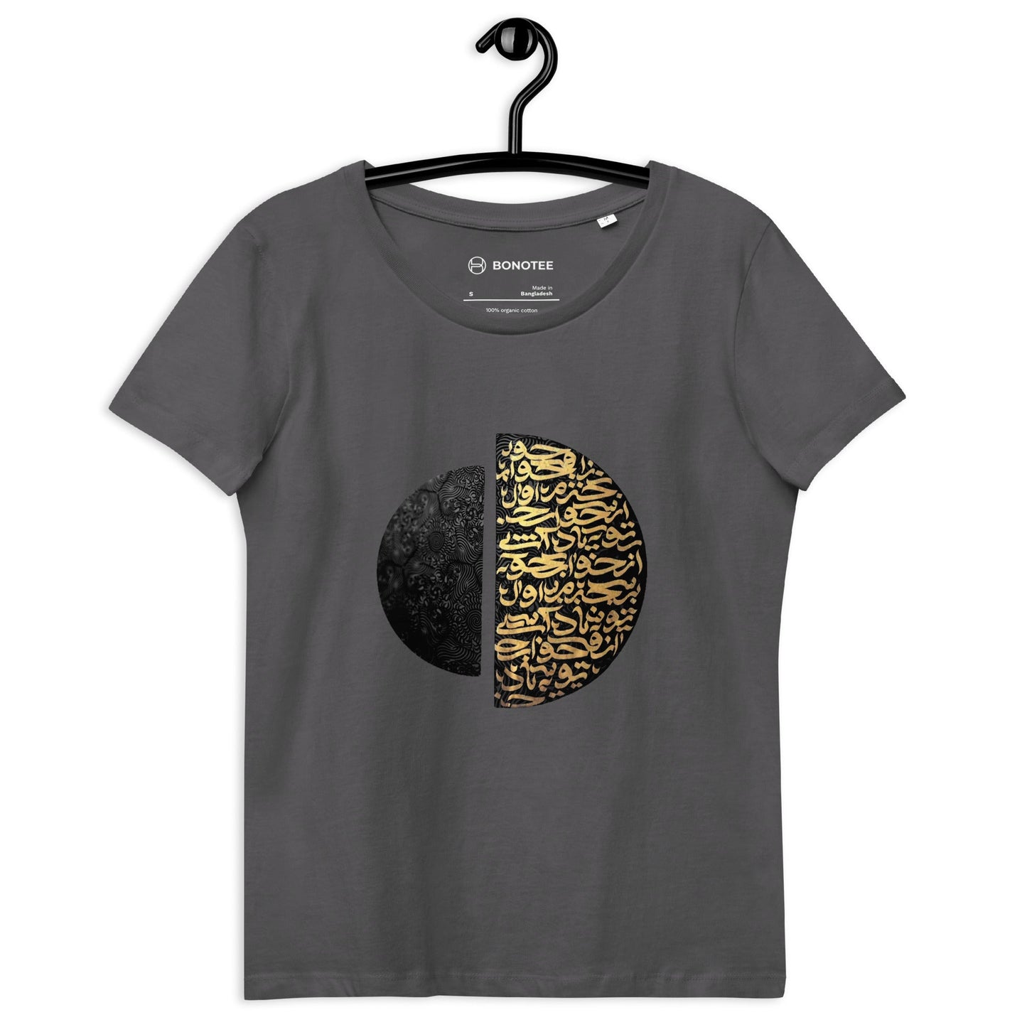 womens-eco-tshirt-golden-calligraphy-anthracite