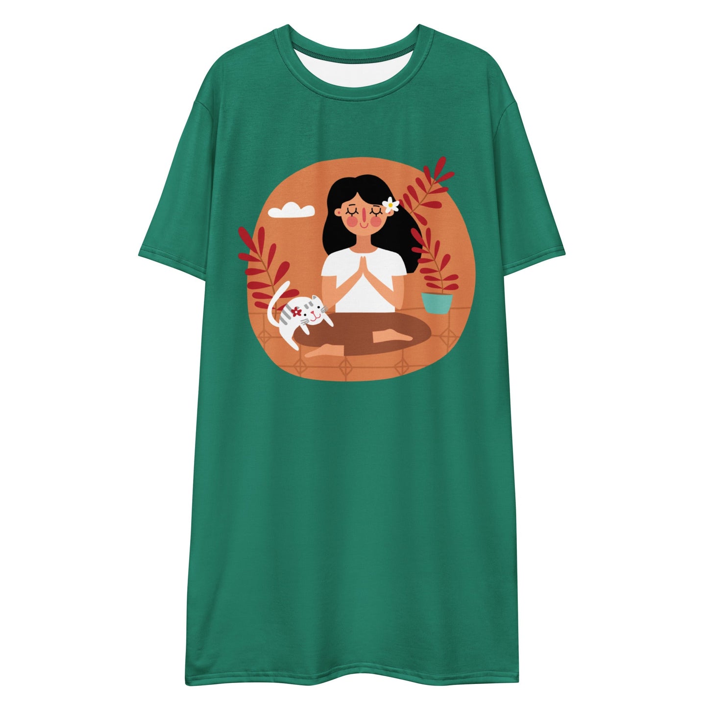 womens-t-shirt-dress-never-be-alone-forest