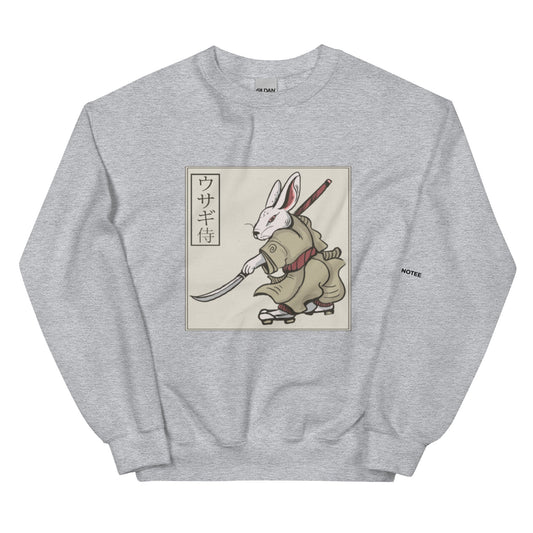 unisex-fleece-sweatshirt-rabbit-samurai-light-steel