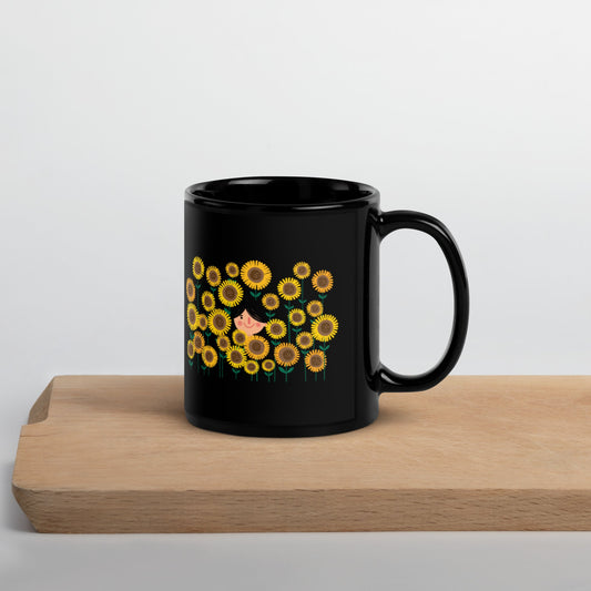 Sunflowers 2 Black Glossy Mug - Bonotee