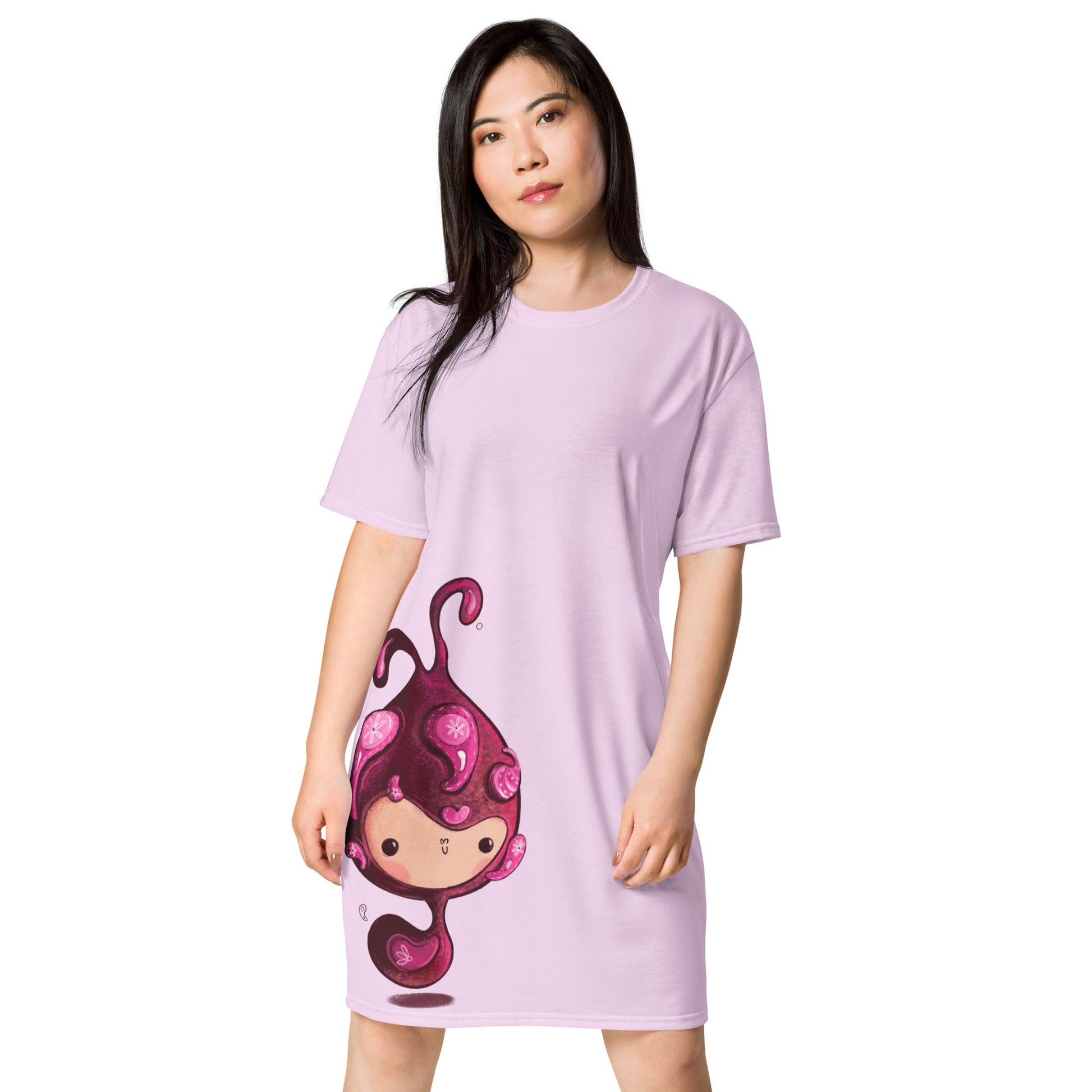 womens-t-shirt-dress-the-little-snail-pink